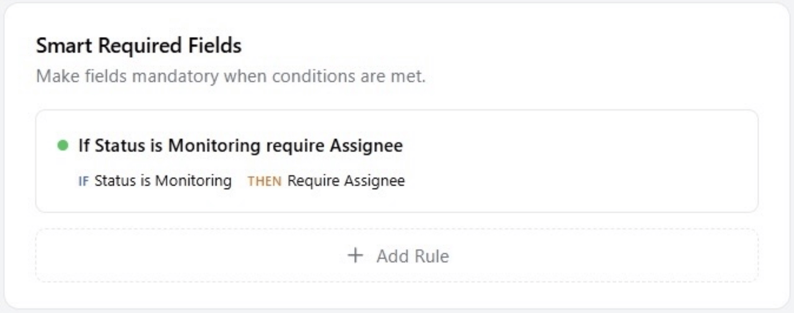 Timill automation rules configuration screen